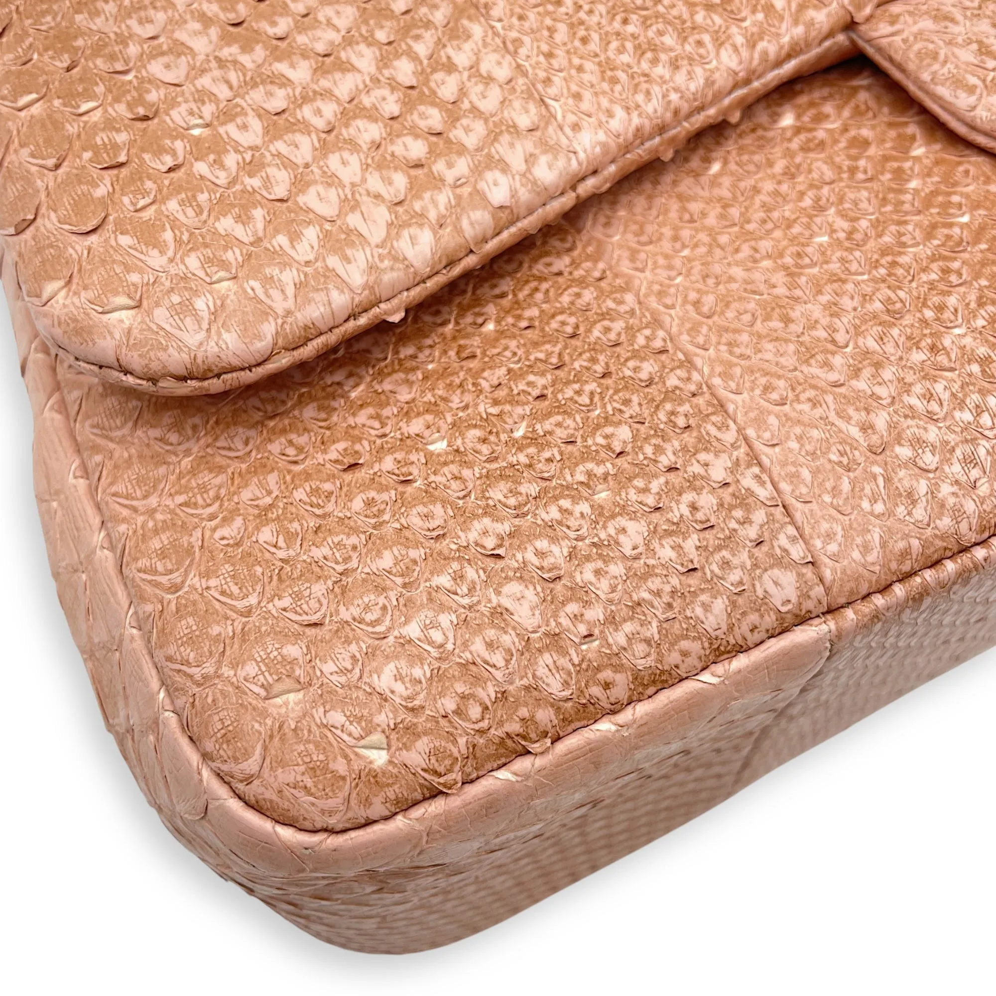 Shoulder hardware Gold Bag Jumbo Great price in High-tech-enabled Python Leather, Pink Double Flap Classic