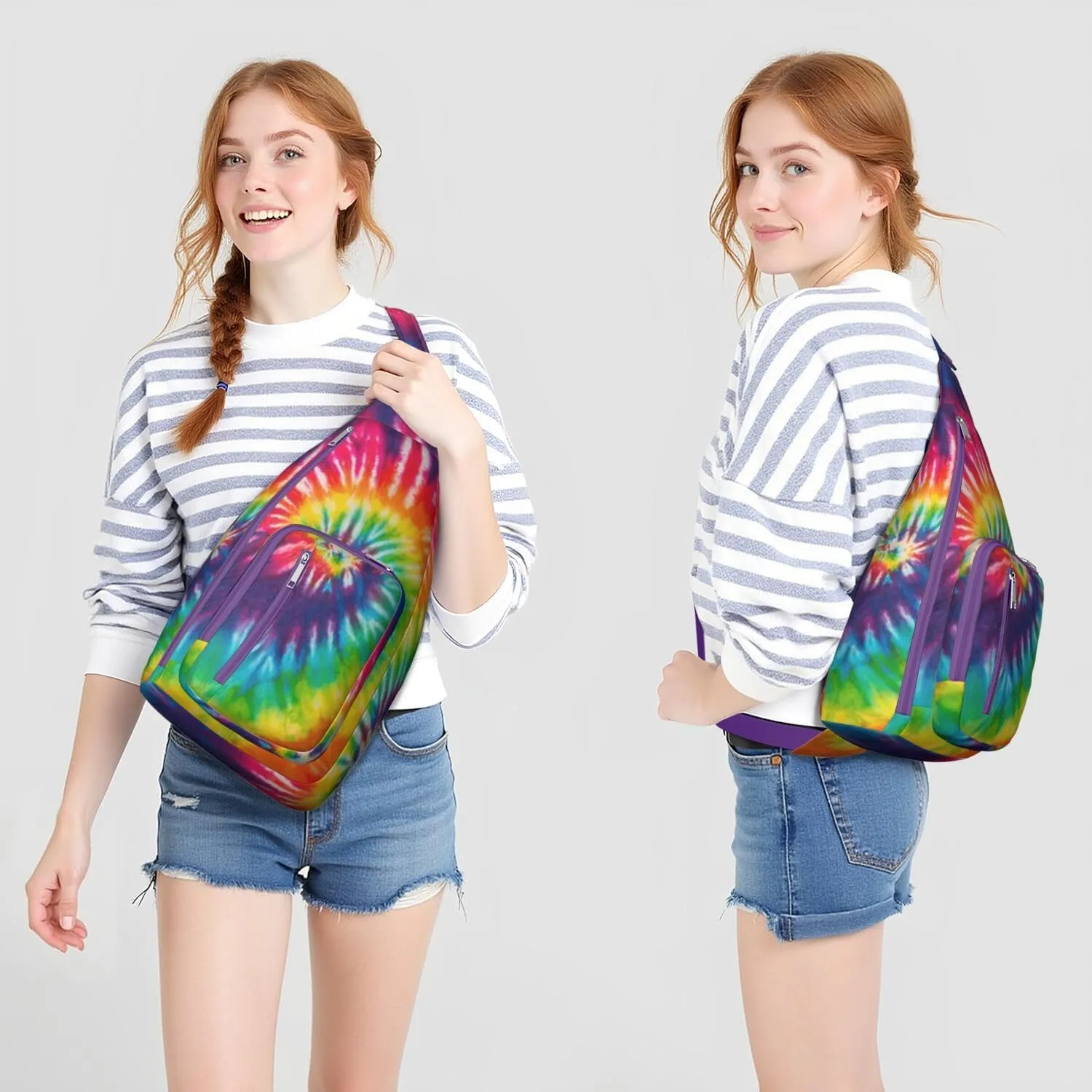 Shoulder Sling Crossbody Casual Chest Bag For Travel Sports Running,Backpack for Men & Women Lightweight Sports BagCrossbody Concealed Carry,Tie dye Shoulder Bag Waterproof Chest Bag
