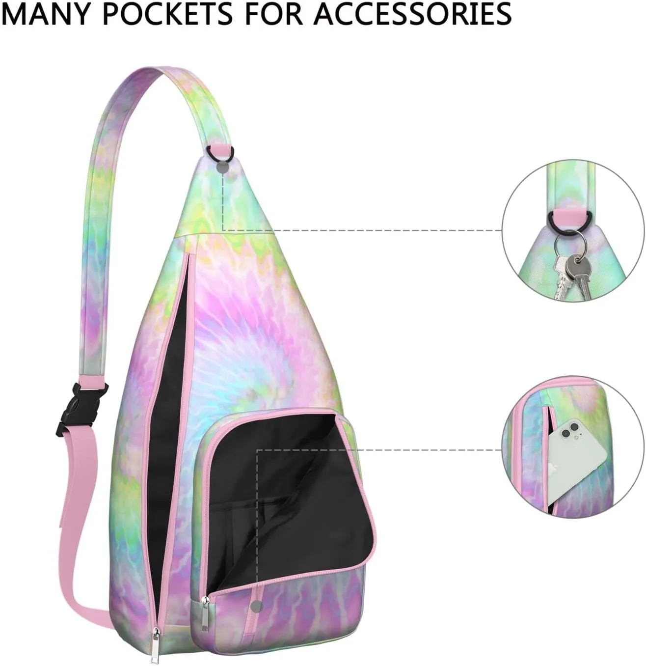 Shoulder Sling Crossbody Casual Chest Bag For Travel Sports Running,Backpack for Men & Women Lightweight Sports BagCrossbody Concealed Carry,Tie dye Shoulder Bag Waterproof Chest Bag