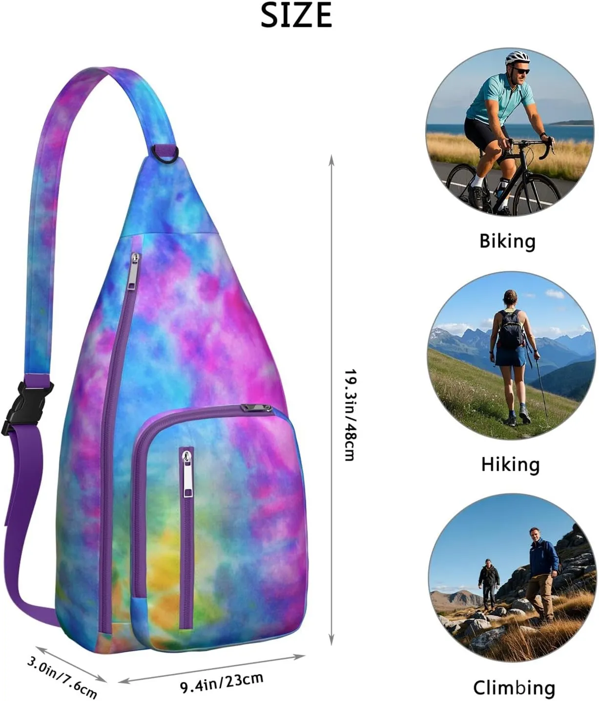Shoulder Sling Crossbody Casual Chest Bag For Travel Sports Running,Backpack for Men & Women Lightweight Sports BagCrossbody Concealed Carry,Tie dye Shoulder Bag Waterproof Chest Bag