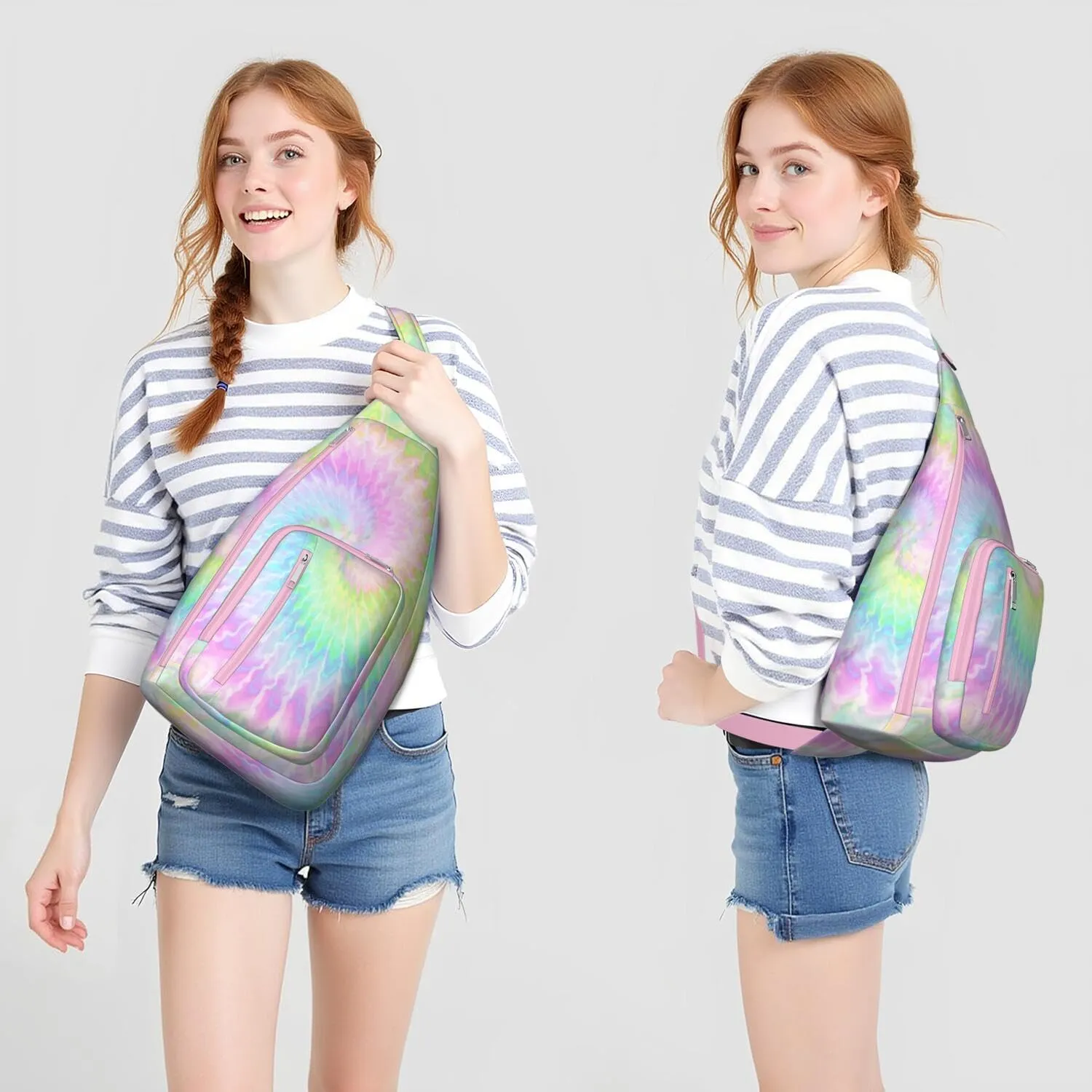 Shoulder Sling Crossbody Casual Chest Bag For Travel Sports Running,Backpack for Men & Women Lightweight Sports BagCrossbody Concealed Carry,Tie dye Shoulder Bag Waterproof Chest Bag