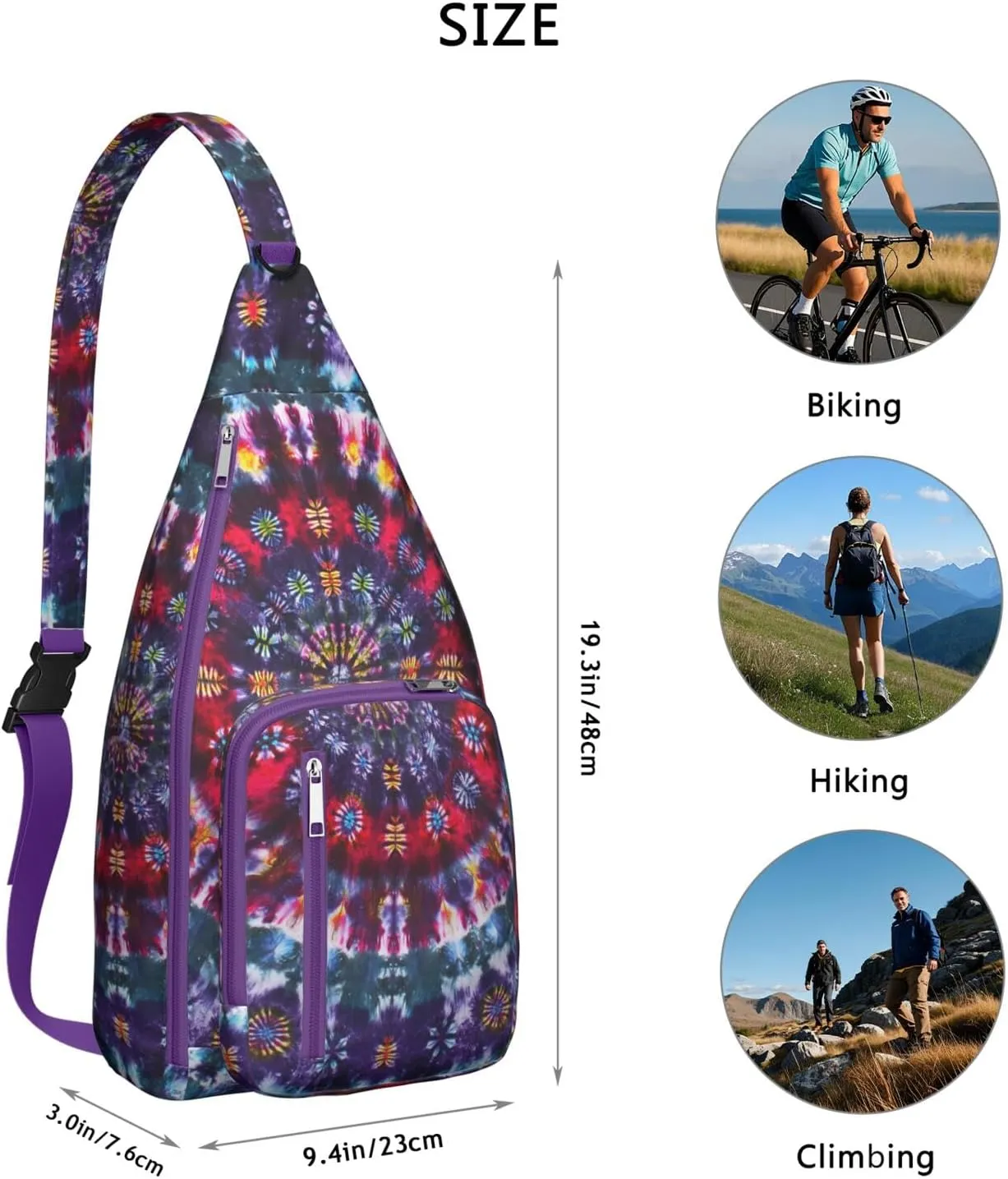Shoulder Sling Crossbody Casual Chest Bag For Travel Sports Running,Backpack for Men & Women Lightweight Sports BagCrossbody Concealed Carry,Tie dye Shoulder Bag Waterproof Chest Bag