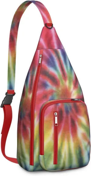 Shoulder Sling Crossbody Casual Chest Bag For Travel Sports Running,Backpack for Men & Women Lightweight Sports BagCrossbody Concealed Carry,Tie dye Shoulder Bag Waterproof Chest Bag