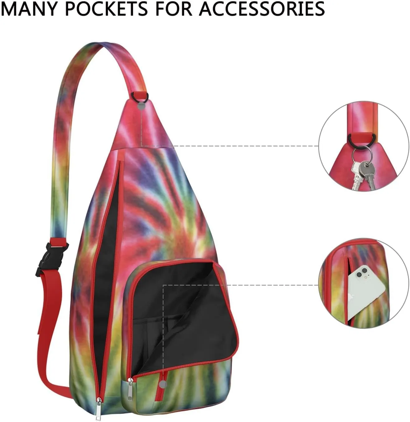Shoulder Sling Crossbody Casual Chest Bag For Travel Sports Running,Backpack for Men & Women Lightweight Sports BagCrossbody Concealed Carry,Tie dye Shoulder Bag Waterproof Chest Bag