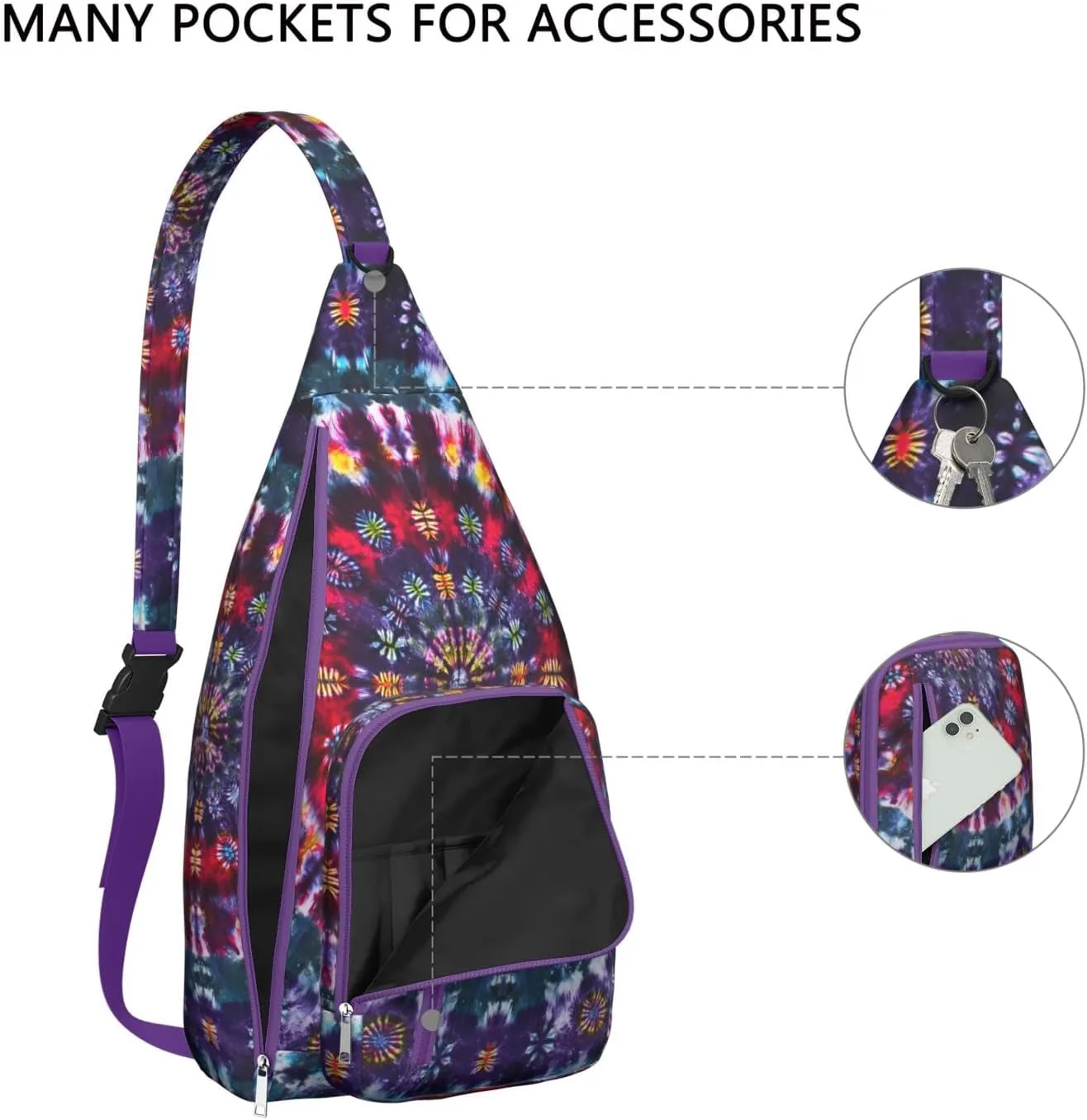 Shoulder Sling Crossbody Casual Chest Bag For Travel Sports Running,Backpack for Men & Women Lightweight Sports BagCrossbody Concealed Carry,Tie dye Shoulder Bag Waterproof Chest Bag