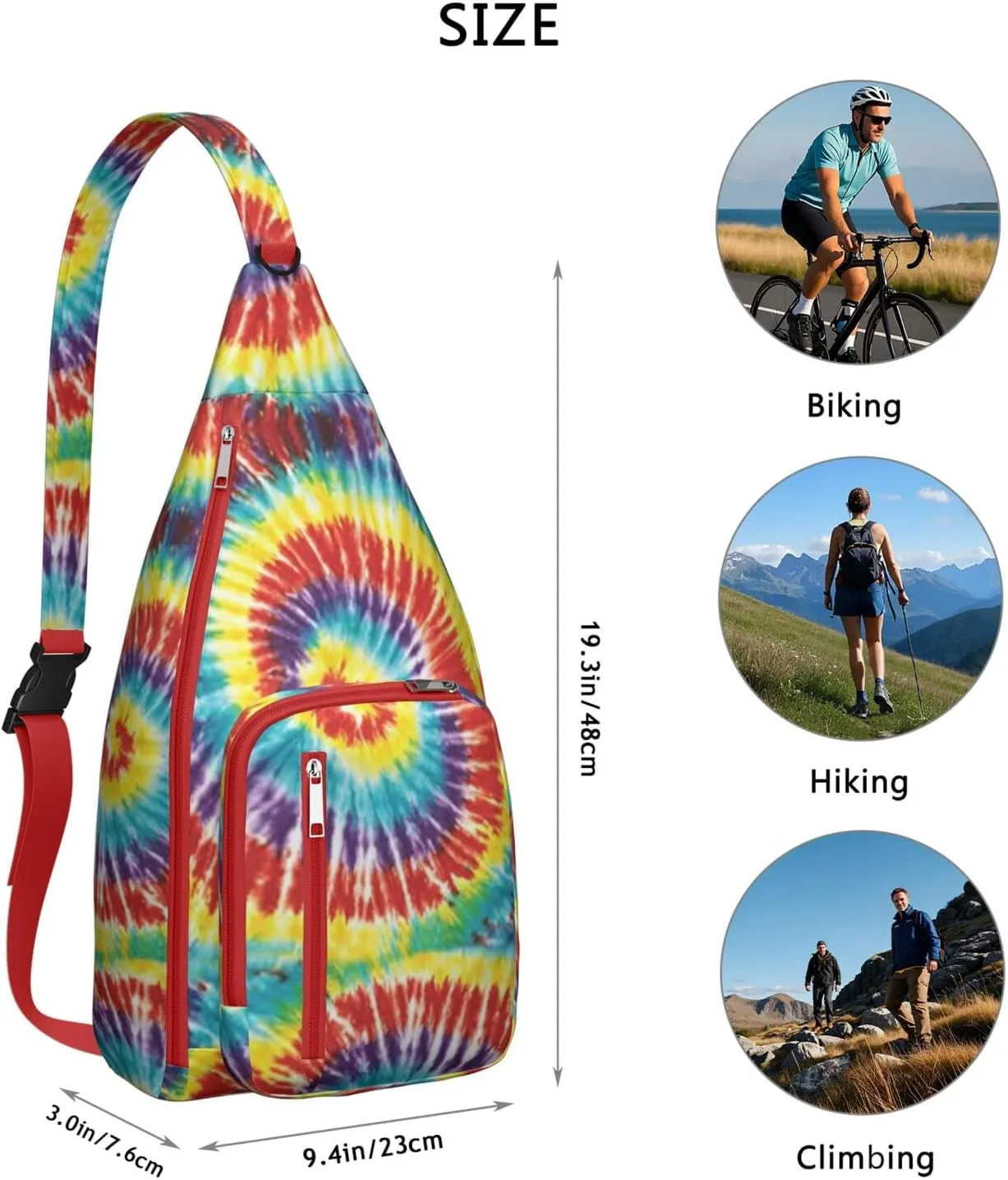Shoulder Sling Crossbody Casual Chest Bag For Travel Sports Running,Backpack for Men & Women Lightweight Sports BagCrossbody Concealed Carry,Tie dye Shoulder Bag Waterproof Chest Bag