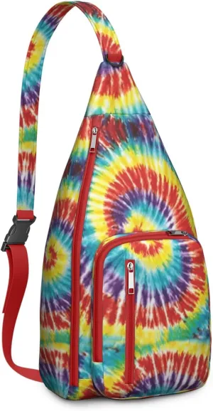 Shoulder Sling Crossbody Casual Chest Bag For Travel Sports Running,Backpack for Men & Women Lightweight Sports BagCrossbody Concealed Carry,Tie dye Shoulder Bag Waterproof Chest Bag
