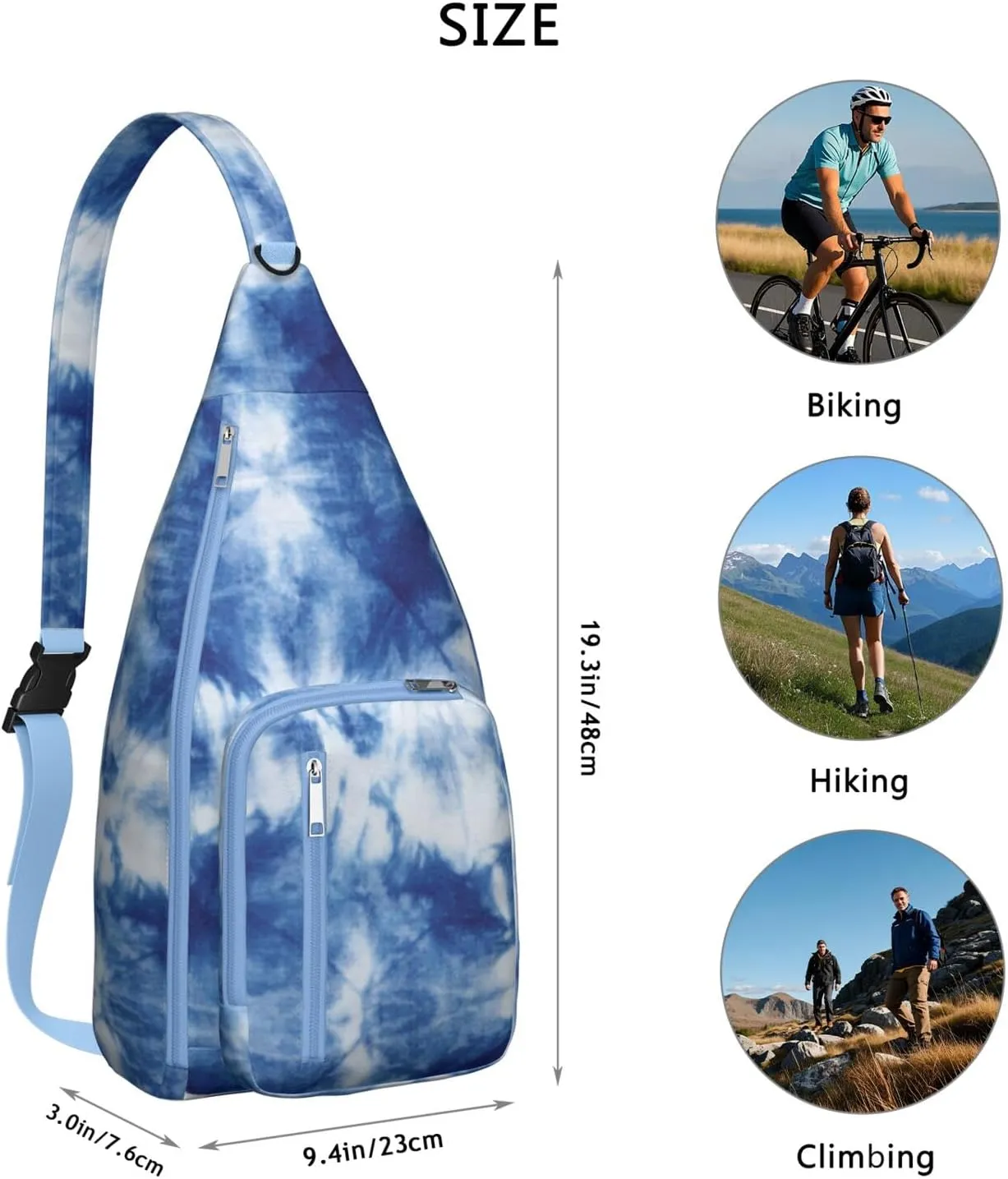 Shoulder Sling Crossbody Casual Chest Bag For Travel Sports Running,Backpack for Men & Women Lightweight Sports BagCrossbody Concealed Carry,Tie dye Shoulder Bag Waterproof Chest Bag