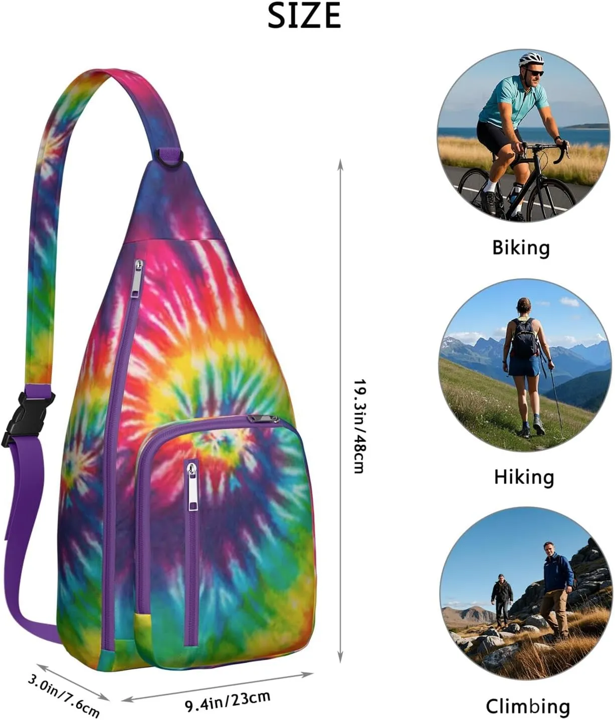 Shoulder Sling Crossbody Casual Chest Bag For Travel Sports Running,Backpack for Men & Women Lightweight Sports BagCrossbody Concealed Carry,Tie dye Shoulder Bag Waterproof Chest Bag