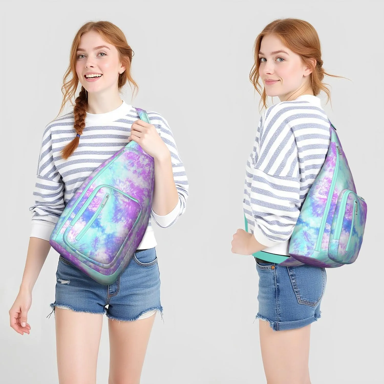Shoulder Sling Crossbody Casual Chest Bag For Travel Sports Running,Backpack for Men & Women Lightweight Sports BagCrossbody Concealed Carry,Tie dye Shoulder Bag Waterproof Chest Bag