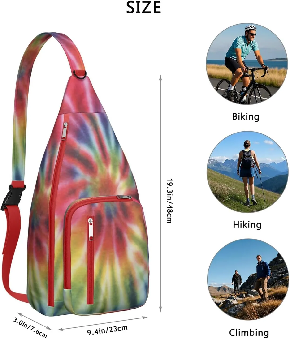 Shoulder Sling Crossbody Casual Chest Bag For Travel Sports Running,Backpack for Men & Women Lightweight Sports BagCrossbody Concealed Carry,Tie dye Shoulder Bag Waterproof Chest Bag