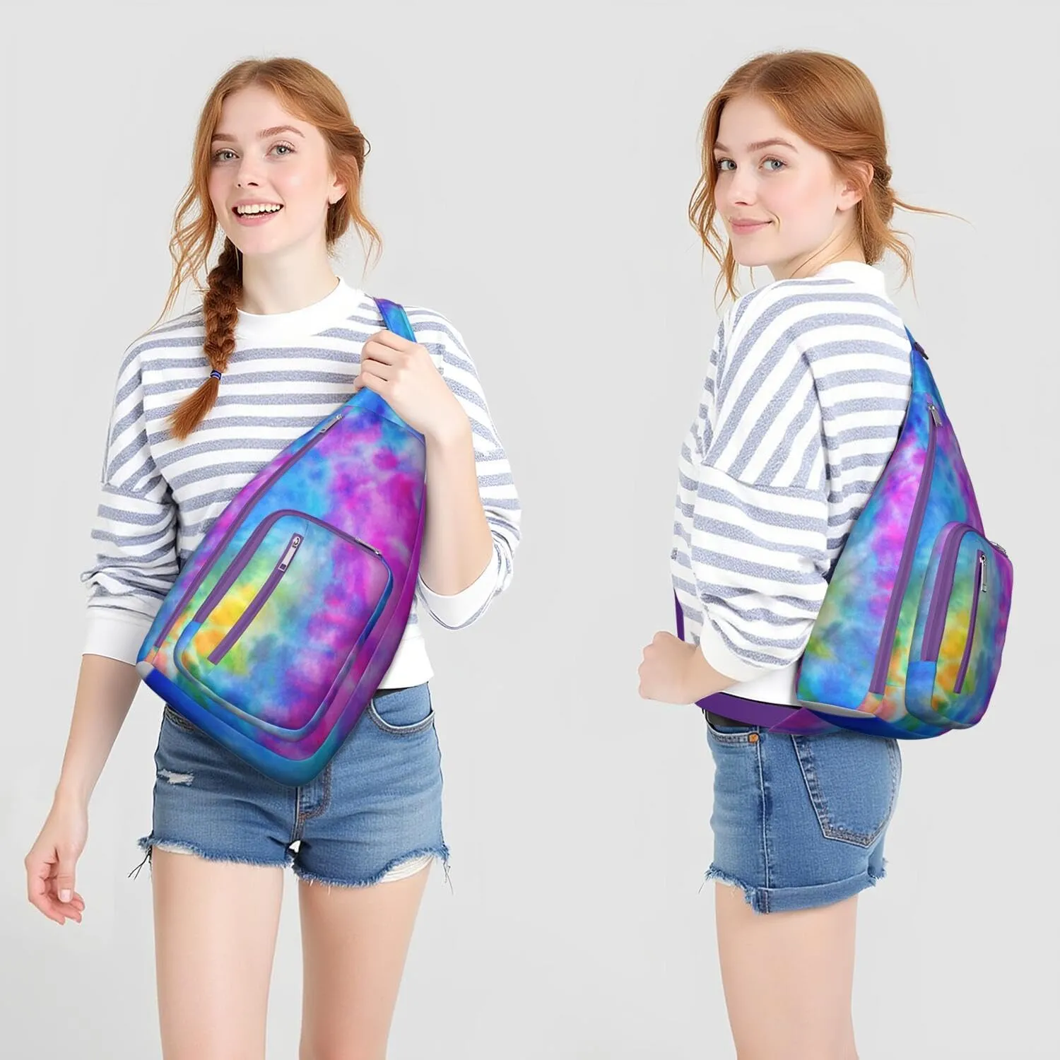 Shoulder Sling Crossbody Casual Chest Bag For Travel Sports Running,Backpack for Men & Women Lightweight Sports BagCrossbody Concealed Carry,Tie dye Shoulder Bag Waterproof Chest Bag