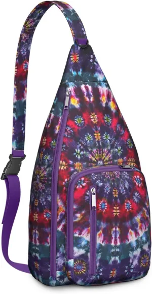 Shoulder Sling Crossbody Casual Chest Bag For Travel Sports Running,Backpack for Men & Women Lightweight Sports BagCrossbody Concealed Carry,Tie dye Shoulder Bag Waterproof Chest Bag