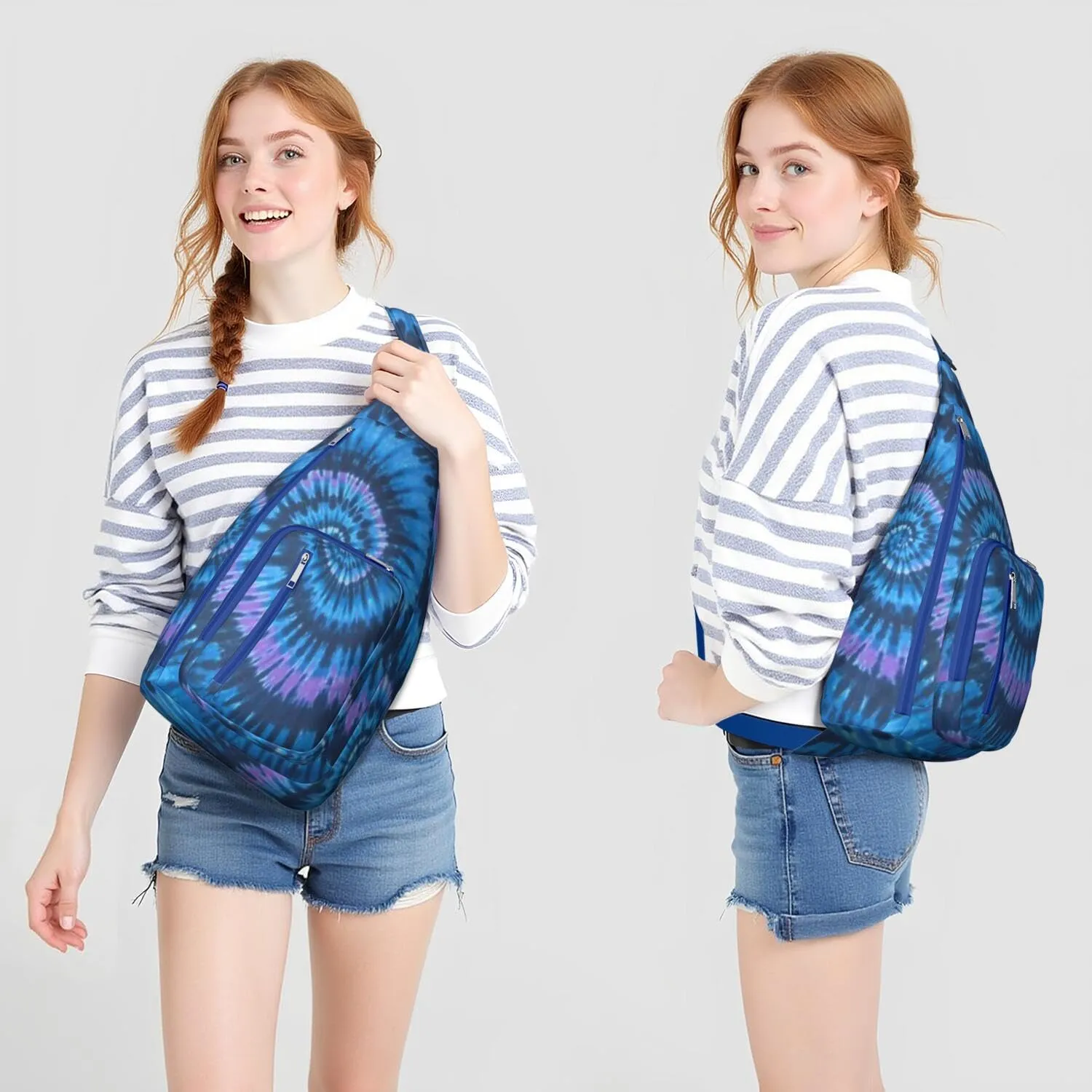 Shoulder Sling Crossbody Casual Chest Bag For Travel Sports Running,Backpack for Men & Women Lightweight Sports BagCrossbody Concealed Carry,Tie dye Shoulder Bag Waterproof Chest Bag