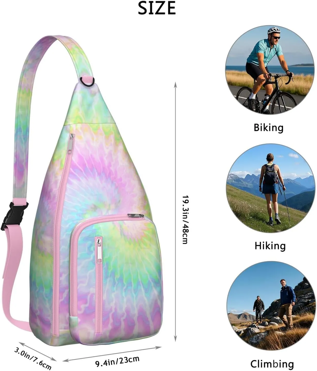 Shoulder Sling Crossbody Casual Chest Bag For Travel Sports Running,Backpack for Men & Women Lightweight Sports BagCrossbody Concealed Carry,Tie dye Shoulder Bag Waterproof Chest Bag