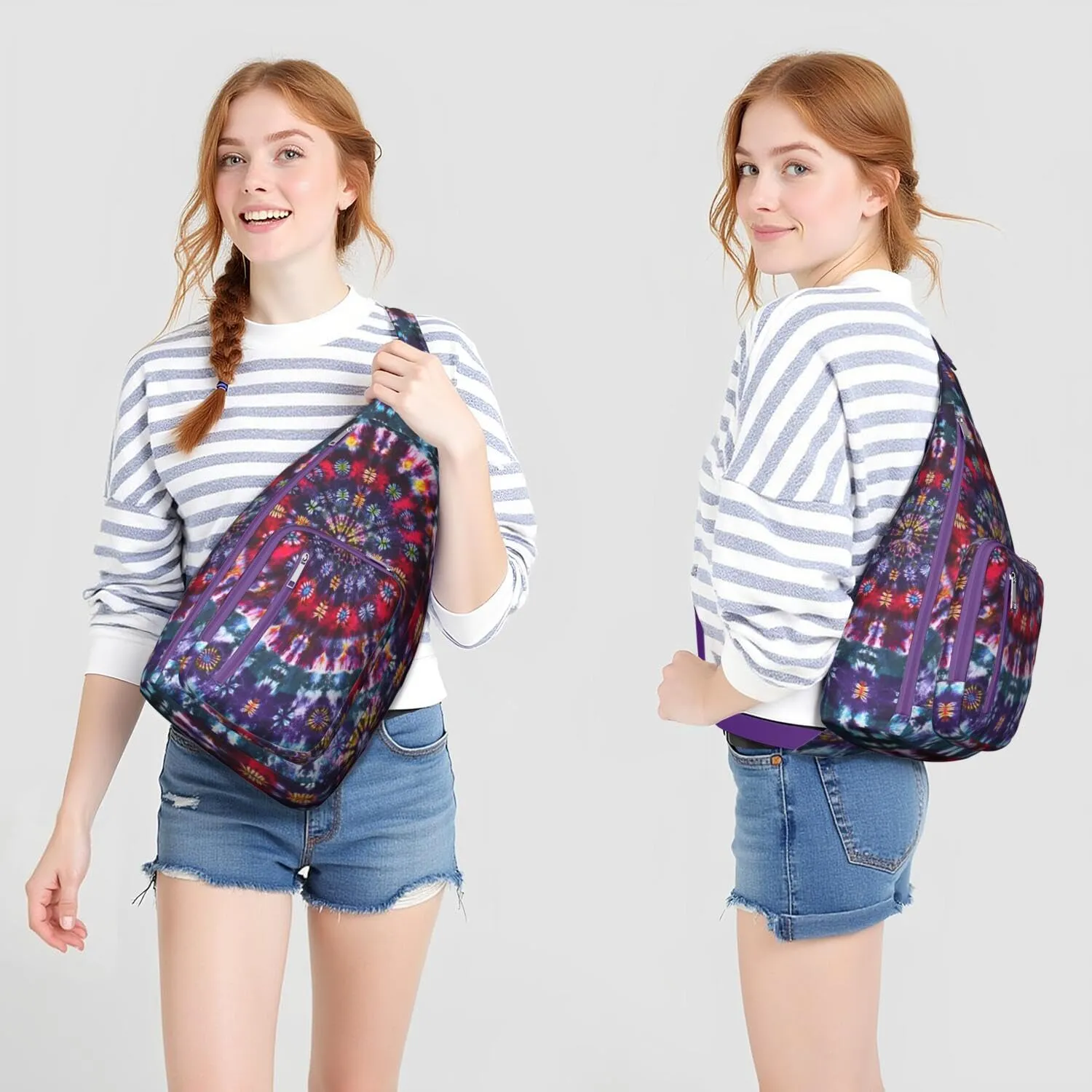 Shoulder Sling Crossbody Casual Chest Bag For Travel Sports Running,Backpack for Men & Women Lightweight Sports BagCrossbody Concealed Carry,Tie dye Shoulder Bag Waterproof Chest Bag