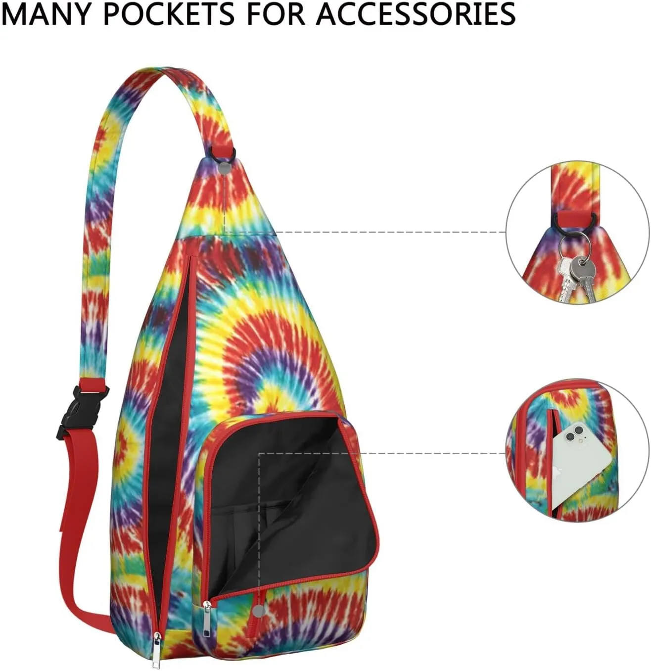 Shoulder Sling Crossbody Casual Chest Bag For Travel Sports Running,Backpack for Men & Women Lightweight Sports BagCrossbody Concealed Carry,Tie dye Shoulder Bag Waterproof Chest Bag