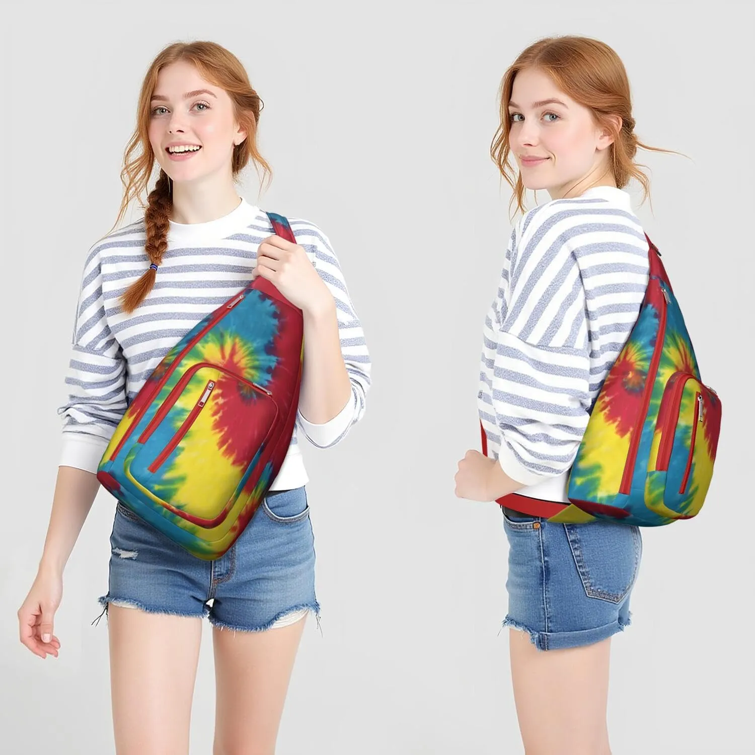 Shoulder Sling Crossbody Casual Chest Bag For Travel Sports Running,Backpack for Men & Women Lightweight Sports BagCrossbody Concealed Carry,Tie dye Shoulder Bag Waterproof Chest Bag