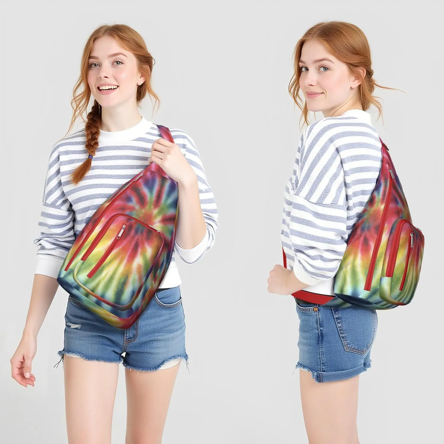 Shoulder Sling Crossbody Casual Chest Bag For Travel Sports Running,Backpack for Men & Women Lightweight Sports BagCrossbody Concealed Carry,Tie dye Shoulder Bag Waterproof Chest Bag