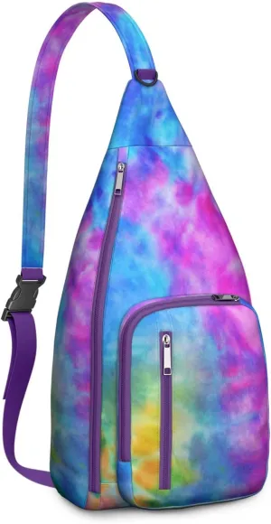 Shoulder Sling Crossbody Casual Chest Bag For Travel Sports Running,Backpack for Men & Women Lightweight Sports BagCrossbody Concealed Carry,Tie dye Shoulder Bag Waterproof Chest Bag
