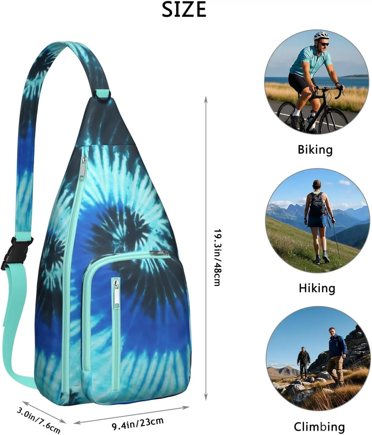Shoulder Sling Crossbody Casual Chest Bag For Travel Sports Running,Backpack for Men & Women Lightweight Sports BagCrossbody Concealed Carry,Tie dye Shoulder Bag Waterproof Chest Bag