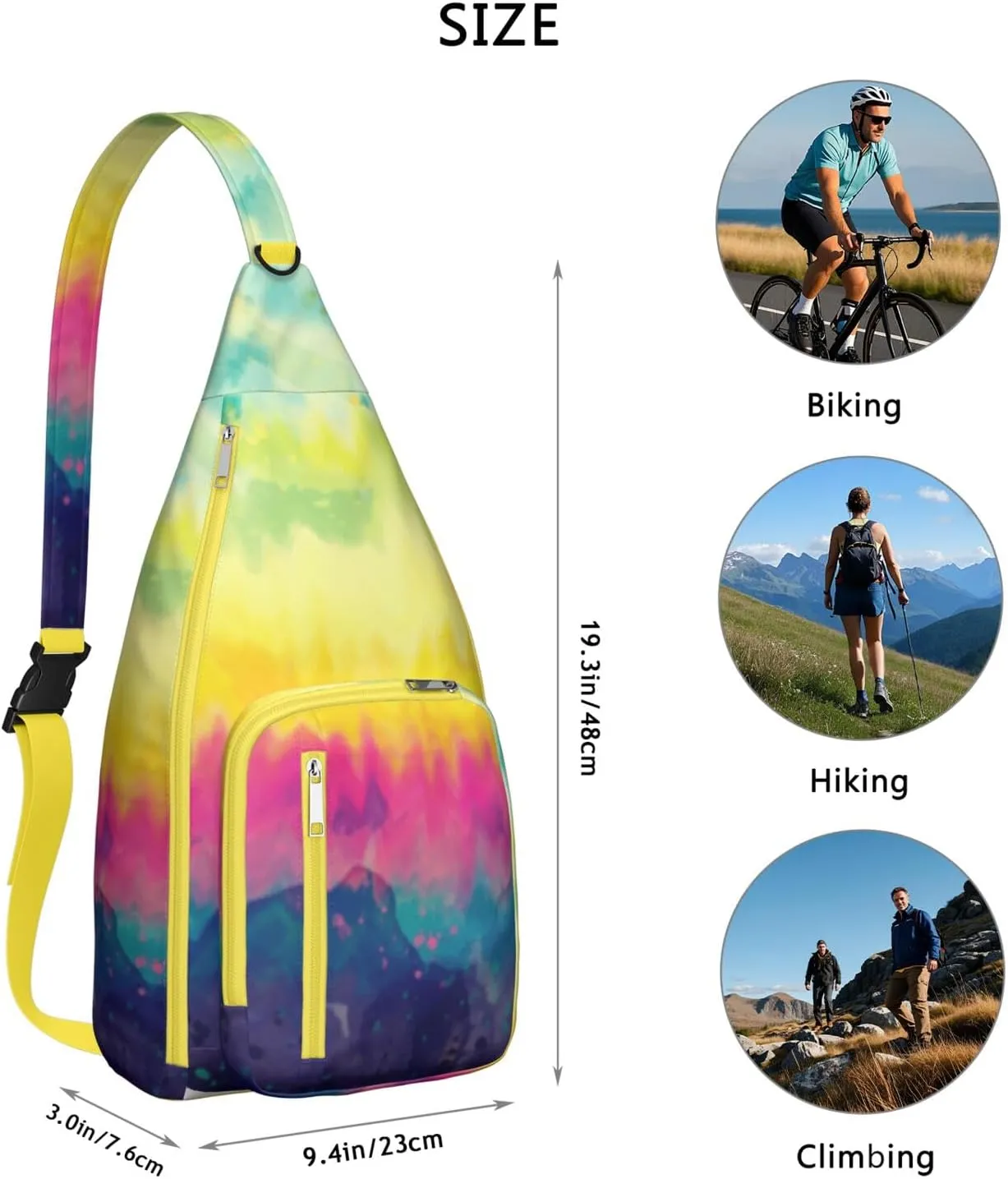 Shoulder Sling Crossbody Casual Chest Bag For Travel Sports Running,Backpack for Men & Women Lightweight Sports BagCrossbody Concealed Carry,Tie dye Shoulder Bag Waterproof Chest Bag