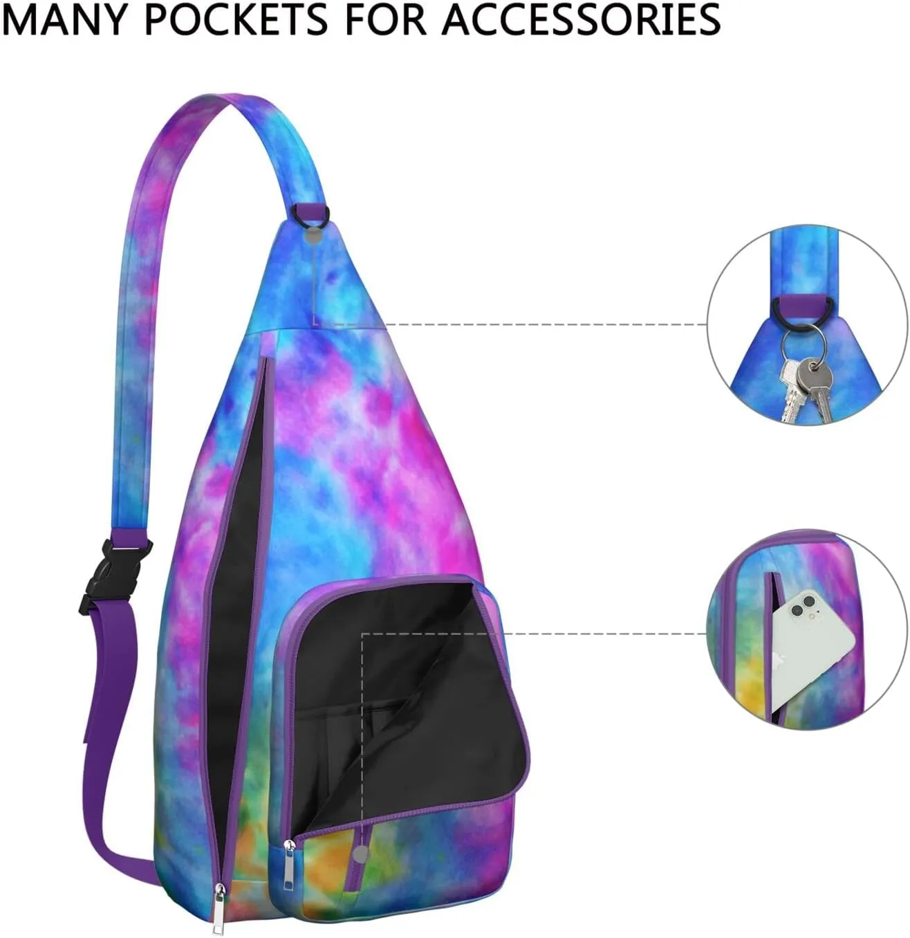 Shoulder Sling Crossbody Casual Chest Bag For Travel Sports Running,Backpack for Men & Women Lightweight Sports BagCrossbody Concealed Carry,Tie dye Shoulder Bag Waterproof Chest Bag