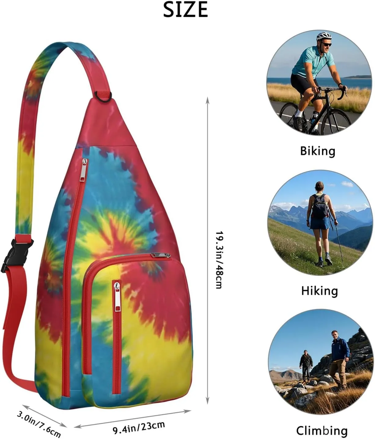 Shoulder Sling Crossbody Casual Chest Bag For Travel Sports Running,Backpack for Men & Women Lightweight Sports BagCrossbody Concealed Carry,Tie dye Shoulder Bag Waterproof Chest Bag