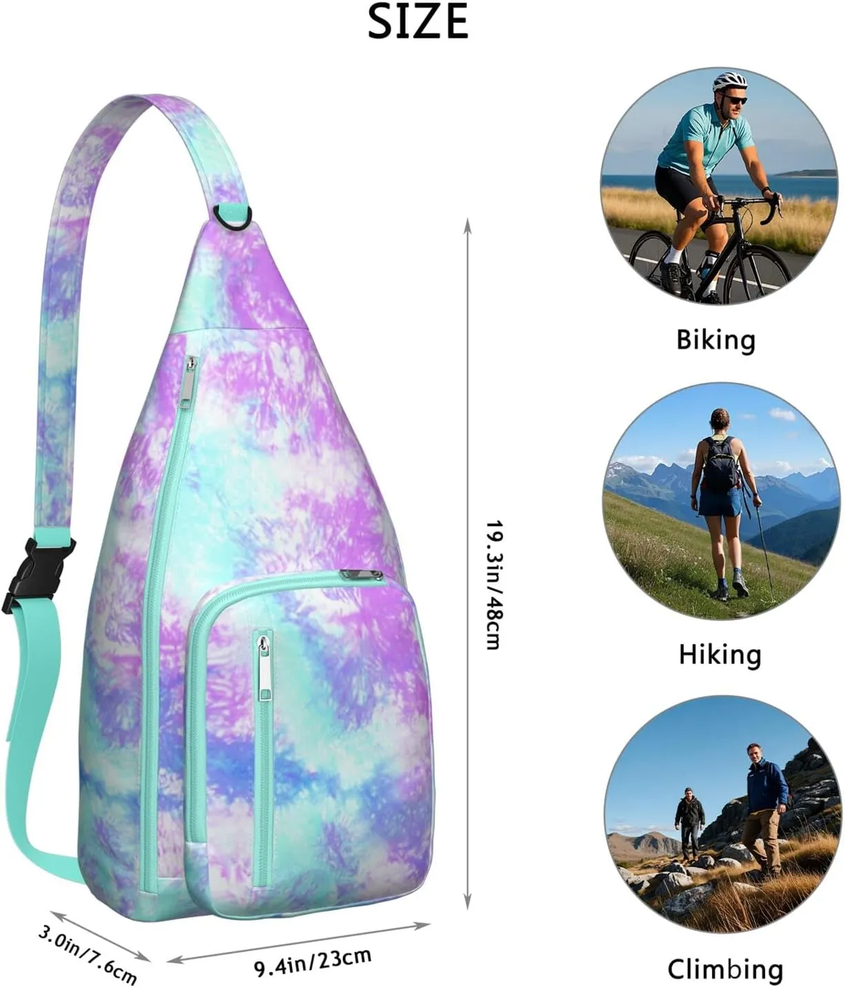Shoulder Sling Crossbody Casual Chest Bag For Travel Sports Running,Backpack for Men & Women Lightweight Sports BagCrossbody Concealed Carry,Tie dye Shoulder Bag Waterproof Chest Bag