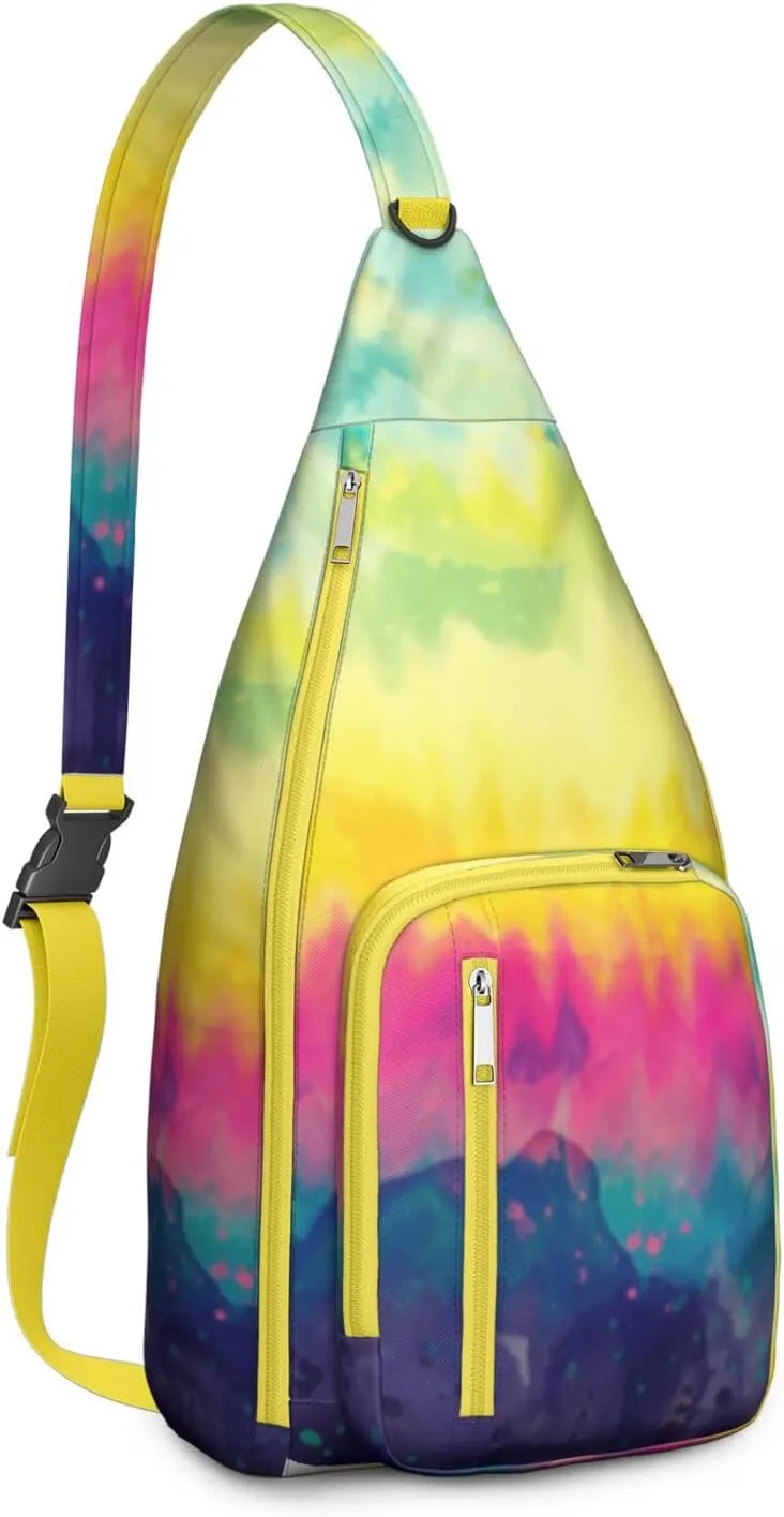 Shoulder Sling Crossbody Casual Chest Bag For Travel Sports Running,Backpack for Men & Women Lightweight Sports BagCrossbody Concealed Carry,Tie dye Shoulder Bag Waterproof Chest Bag