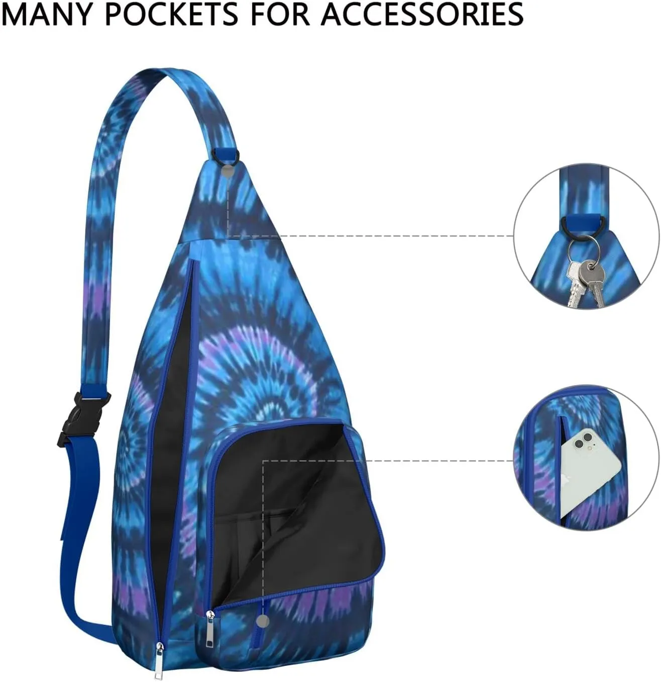 Shoulder Sling Crossbody Casual Chest Bag For Travel Sports Running,Backpack for Men & Women Lightweight Sports BagCrossbody Concealed Carry,Tie dye Shoulder Bag Waterproof Chest Bag