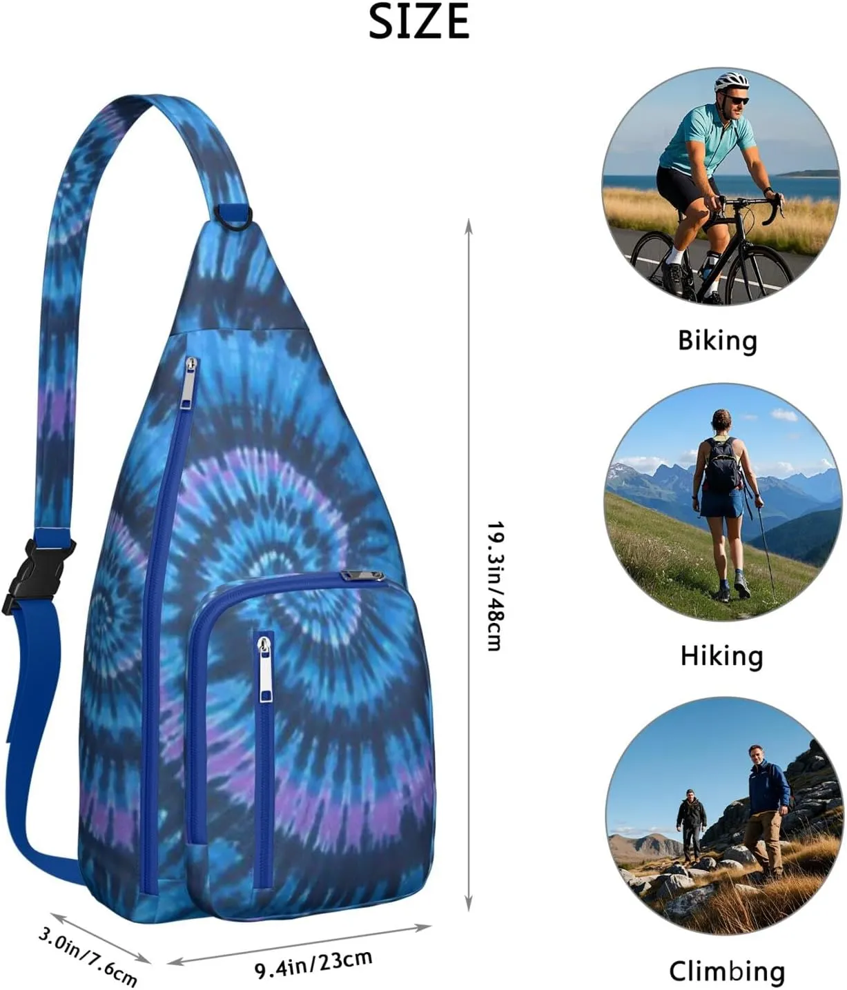 Shoulder Sling Crossbody Casual Chest Bag For Travel Sports Running,Backpack for Men & Women Lightweight Sports BagCrossbody Concealed Carry,Tie dye Shoulder Bag Waterproof Chest Bag