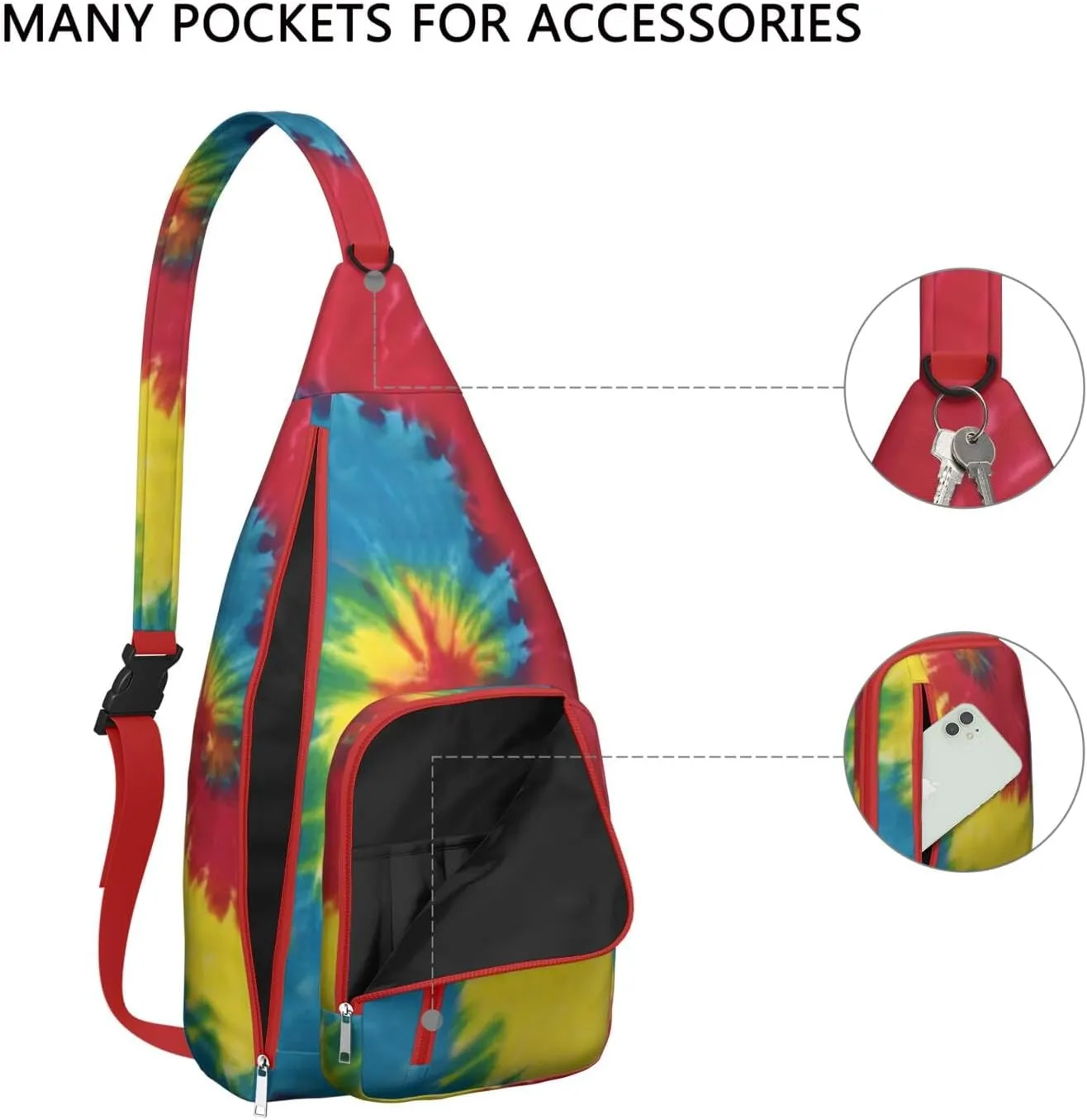 Shoulder Sling Crossbody Casual Chest Bag For Travel Sports Running,Backpack for Men & Women Lightweight Sports BagCrossbody Concealed Carry,Tie dye Shoulder Bag Waterproof Chest Bag