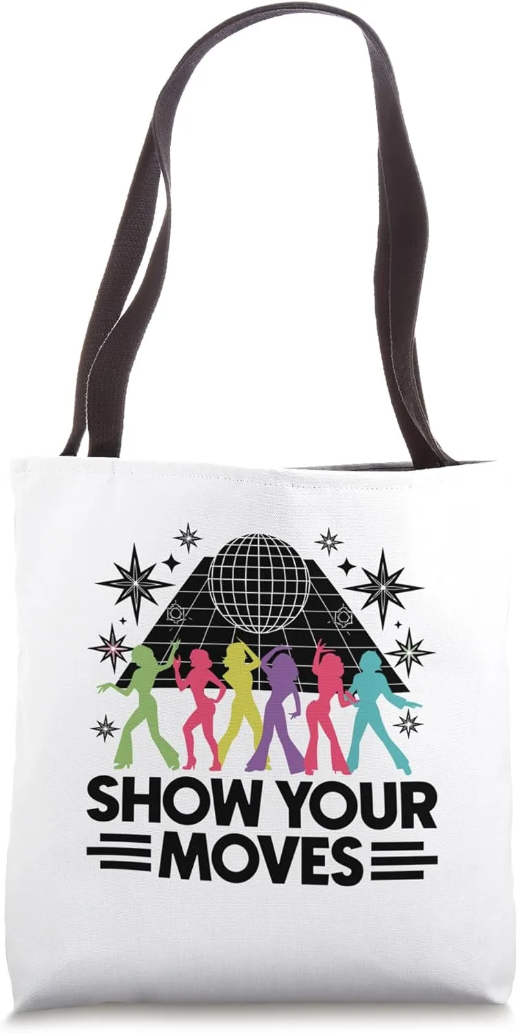 Show Your Moves Vintage 70’s Dancing Retro Dance Music Tote Bag