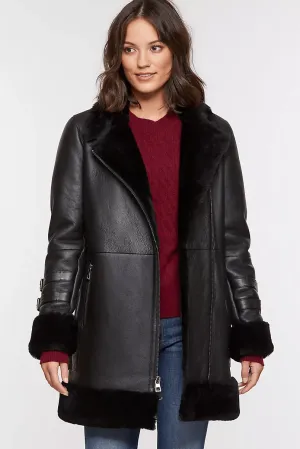 Siana Black Shearling Leather Jacket