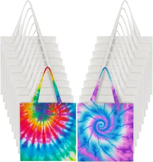 Silkfly 20 Pcs Cotton Tote Bags Bulk for Tie Dying Bohemia Tie Dye Blank Grocery Shopping Cloth Bag Multi Purpose Bags(8 x 8.5 Inch)