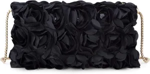 Simcat Clutch Purse for Women Elegant Evening Bags in Floral Satin with Detachable Strap Small Purse for Wedding, Party, Prom