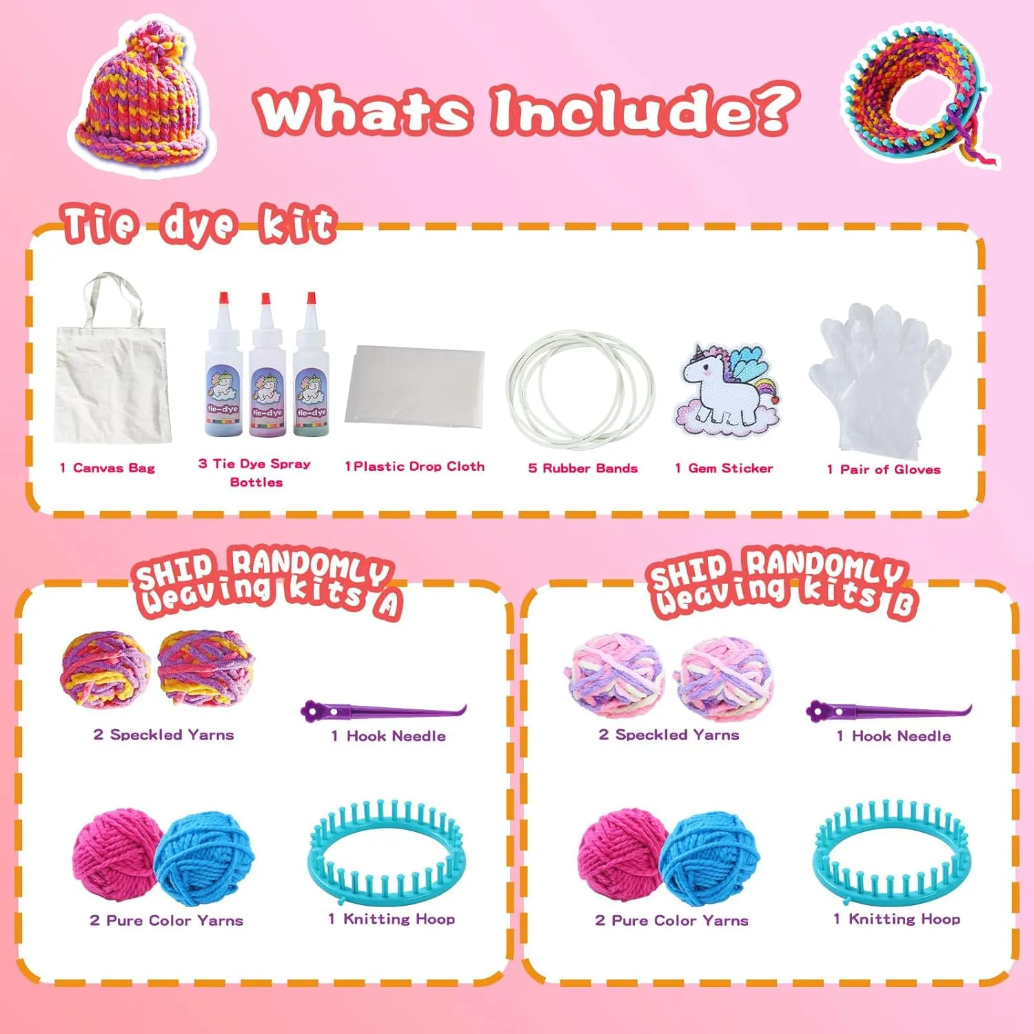 Sixth Space Hat Bag Knitting Weaving Loom Kit, Make Your Own Knitting Hat & Tie Dye Tote Bag, Weaving Round Loom for Kids, Crafts for Girls 8-12, Christmas Crafts for Teens, Teen Christmas Gifts