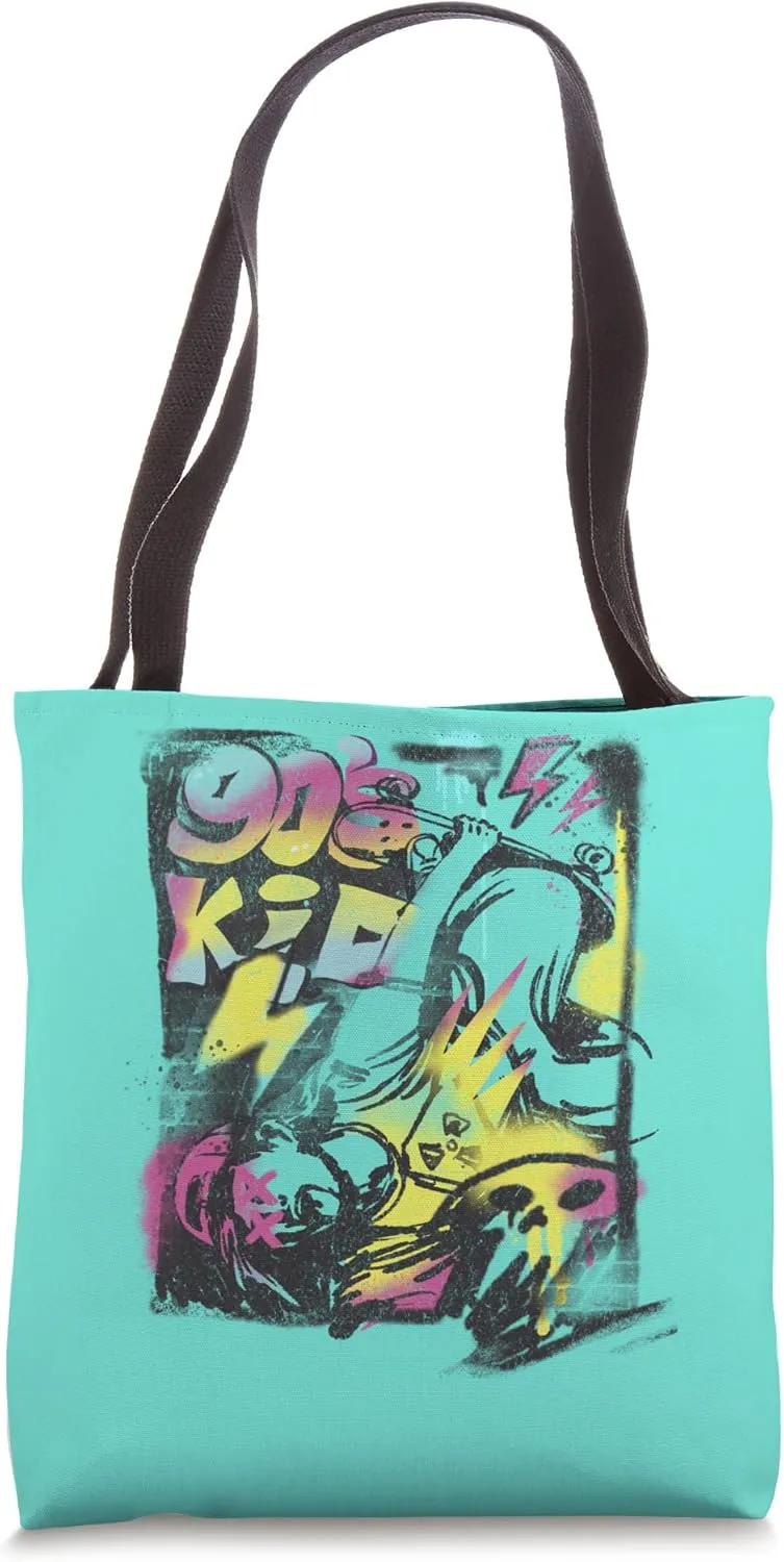 Skating Skater 90s Kid Cool Graffiti Retro Vintage Groovy Tote Bag