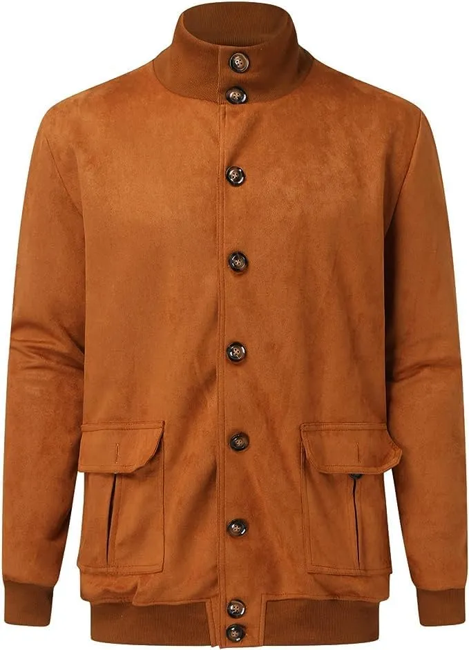 Sleek Brown Suede Leather Jacket for Men - Classic Style & Comfort