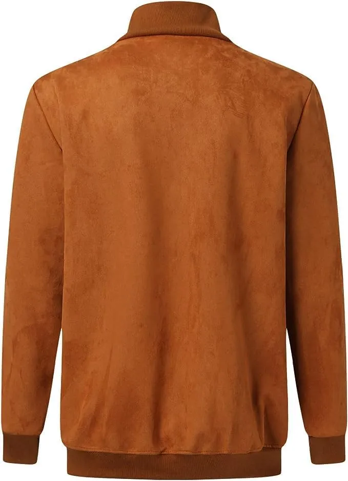 Sleek Brown Suede Leather Jacket for Men - Classic Style & Comfort