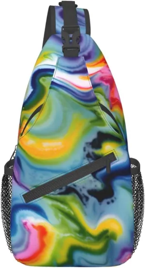 Sling Backpack,Men Cross Chest Bag Diagonally,Durable Adjustable Outdoor Cycling Travel Bag,Tie Dye Print