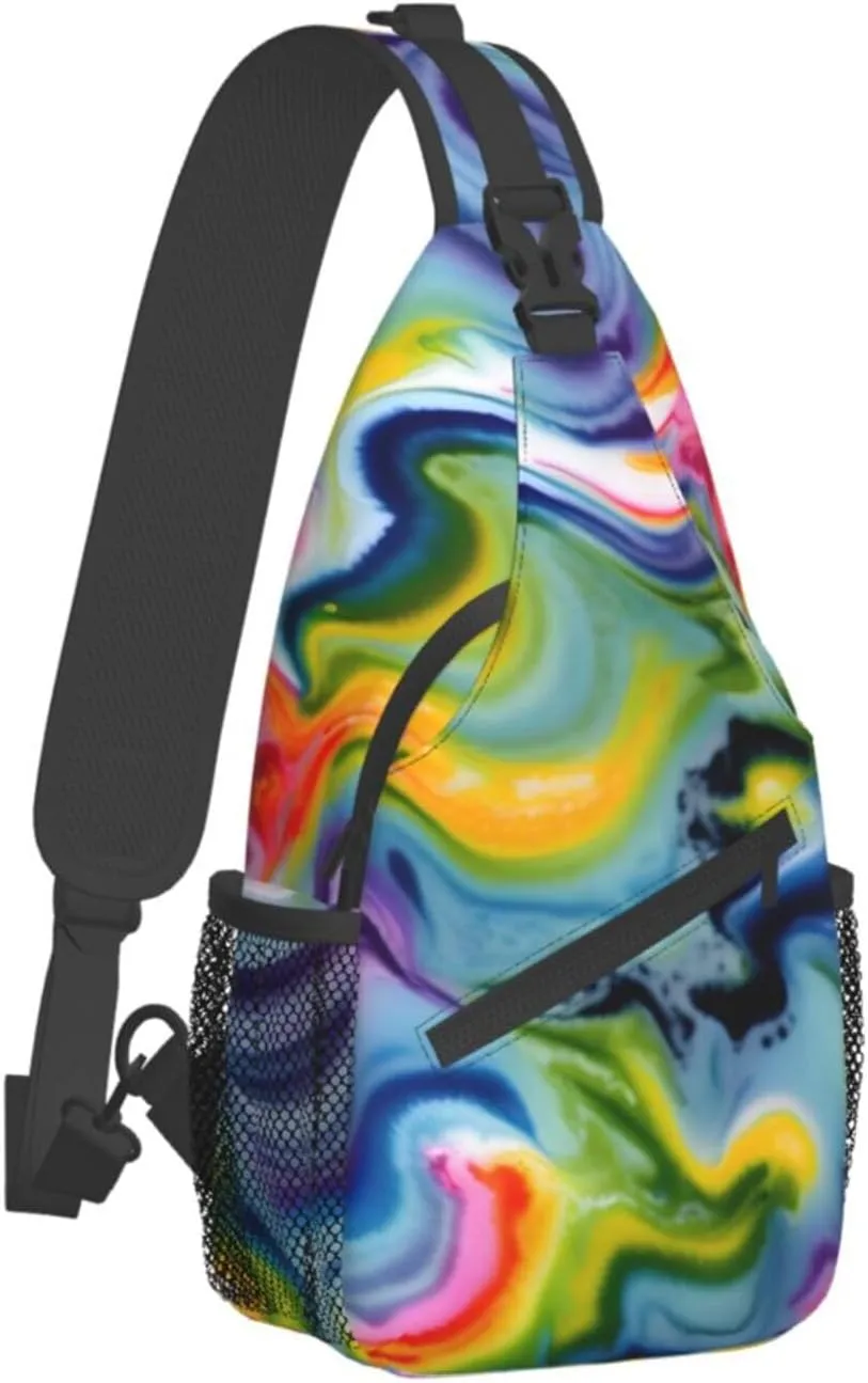 Sling Backpack,Men Cross Chest Bag Diagonally,Durable Adjustable Outdoor Cycling Travel Bag,Tie Dye Print
