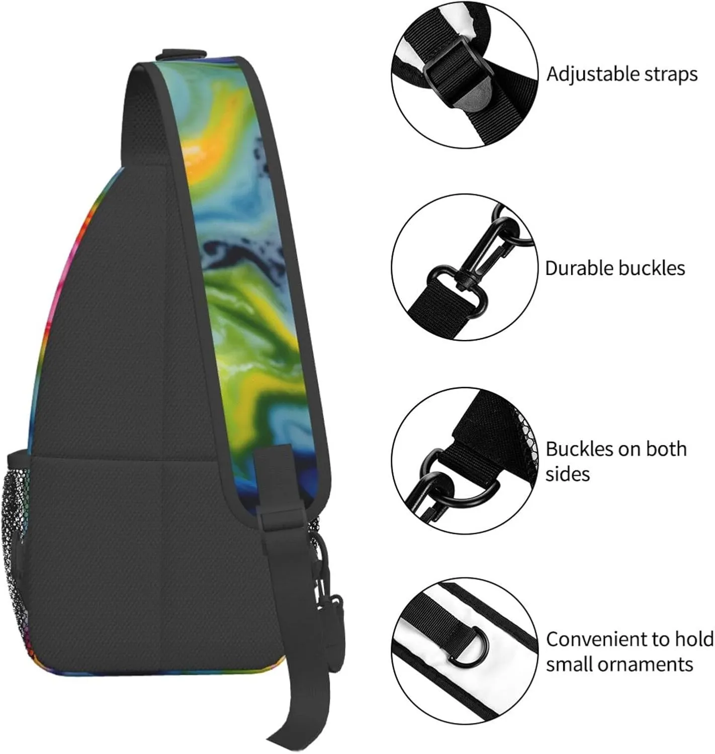 Sling Backpack,Men Cross Chest Bag Diagonally,Durable Adjustable Outdoor Cycling Travel Bag,Tie Dye Print