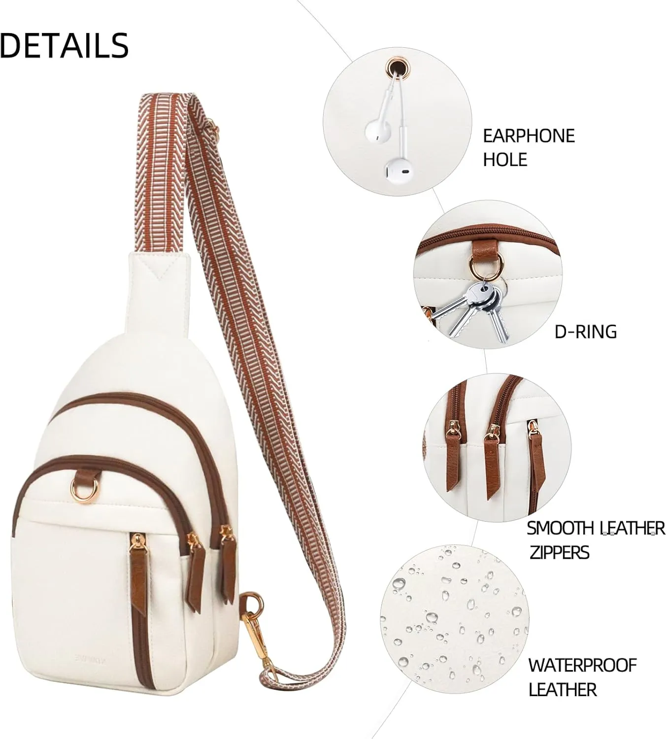 Sling Bag for Women PU Leather Casual Crossbody Bags Fanny Pack Purse Chest Bag for Women Men