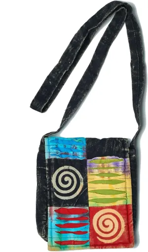 Small Cross Body Boho Hippie Razor Cut Torn Look Patchwork Bag Multi