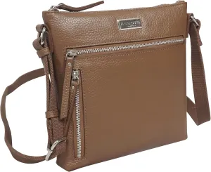 Small Crossbody Bags for Women - Real Leather Purse with Multiple Pockets, Premium Sling Phone Bag for Everyday use & Gifting (Rue Tan Pebble Grain)