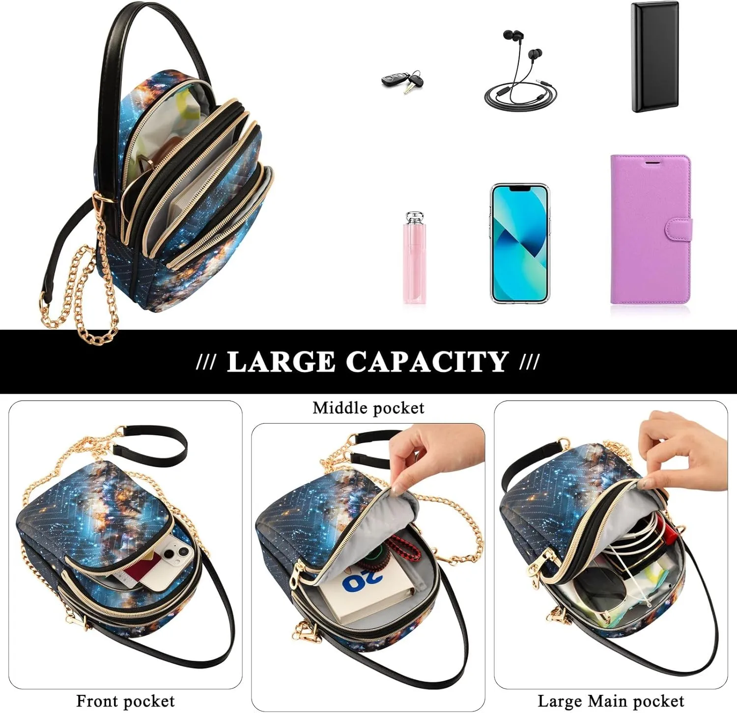 Small Handbag Crossbody Bag for Women Quilted Bags Shoulder Purse Phone Wallet Chain Bag