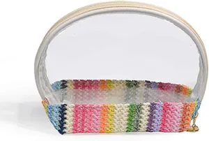 Small Makeup Bag - Boho Clear Travel Makeup Bag Cosmetic Bag for Purse