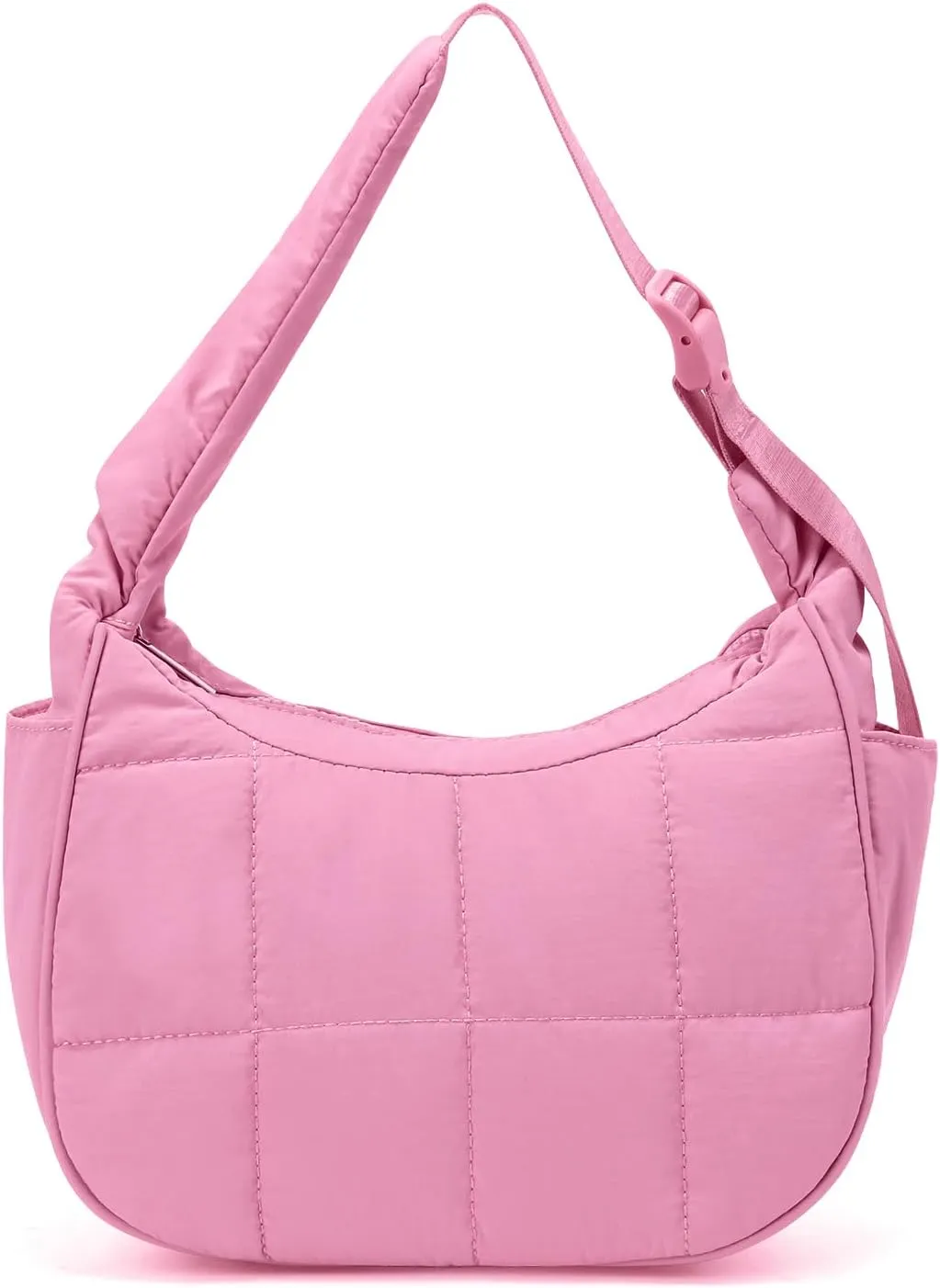 Small Puffer Crescent Underarm Shoulder Bag for Women, Nylon Quilted Purses Handbags with Adjustable Strap
